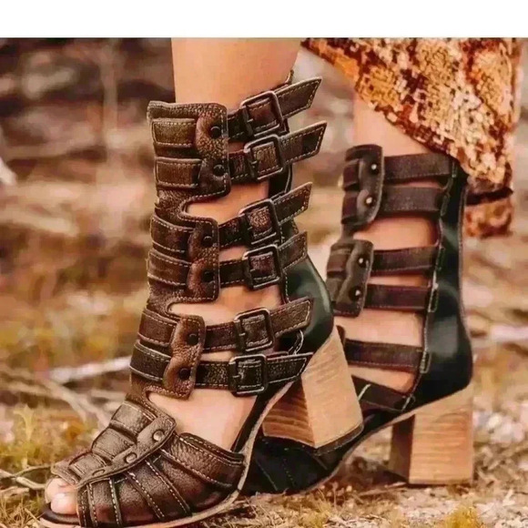 NEW FREEBIRD BY STEVEN Zeus Sandal’s  Zane Black BOOT  Size  7 Bohemian - Picture 4 of 10